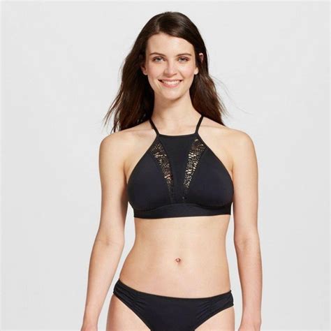 Mossimo Supply Co Swim New Mossimo Swim Black High Neck Bikini Top Poshmark