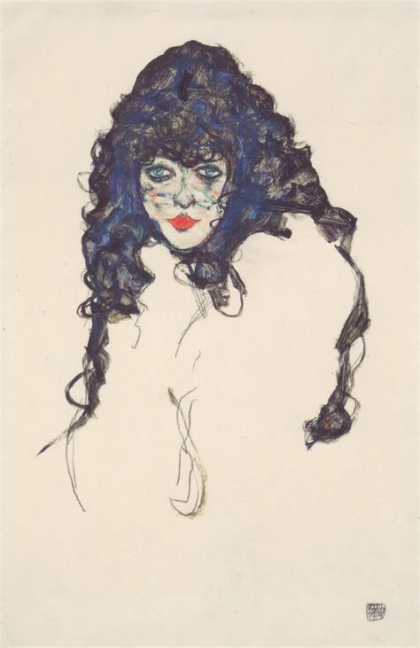 Woman With Black Hair Egon Schiele Artwork On Useum