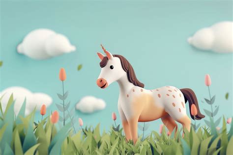 Cute horse background cartoon outdoors | Premium Photo Illustration ...