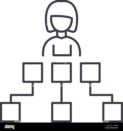 Gráfico De Organización Empresarial Ilustración Lineal Aislada Vector De Línea Delgada Signo