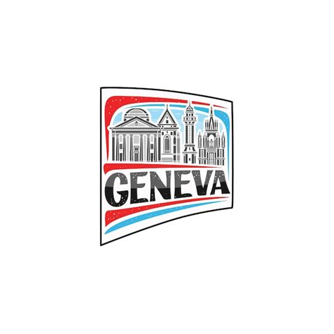 Premium Vector Geneva Skyline Landmark Flag Sticker Emblem Badge