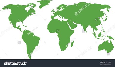 World Green Map Stock Vector (Royalty Free) 51256678 | Shutterstock