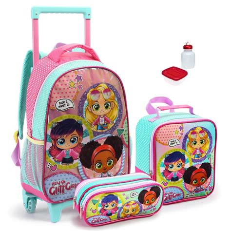 Kit Mochila Infantil Meninas Glitt Girl Escolar Acqua Tam G 2 Em 1