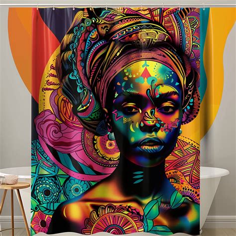 Exquisite Afrocentric Shower Curtain Vibrant African Woman In