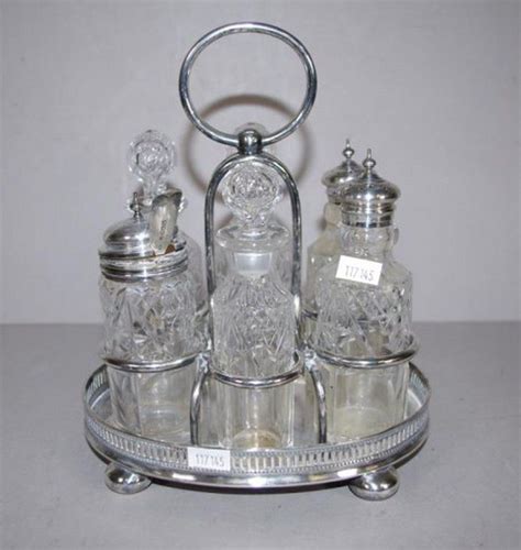 silver plated crystal cruet set condiment cruet sets silver plate