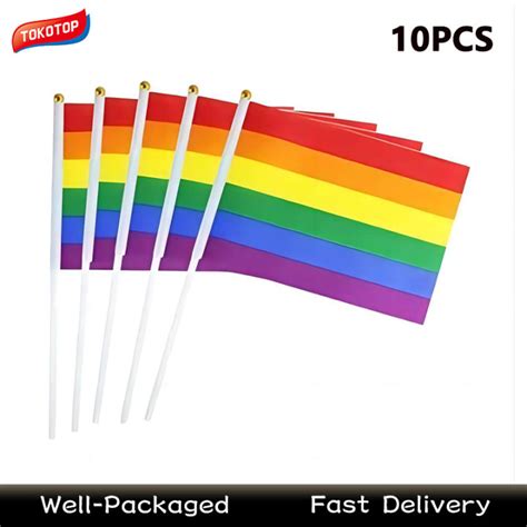 Pcs Rainbow Pride Flag Anley Rainbow Mini Flag Hand Held Small Miniature Lgbt Pride Gay Flags