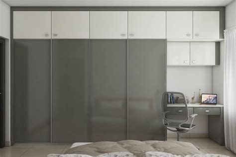 Modern Spacious Cupboard Design With Grey And White Interiors Livspace