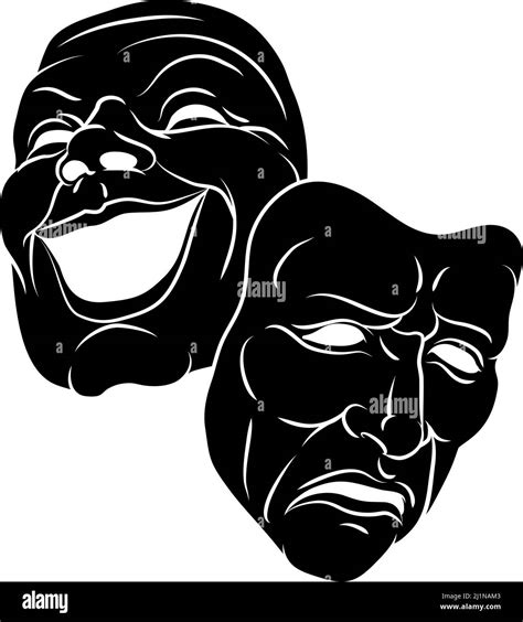 Theater Or Theatre Drama Comedy And Tragedy Masks Stock Vector Image