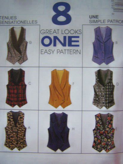 Womens Plus Size 20 22 24 Lined Princess Seam Vest McCalls Sewing