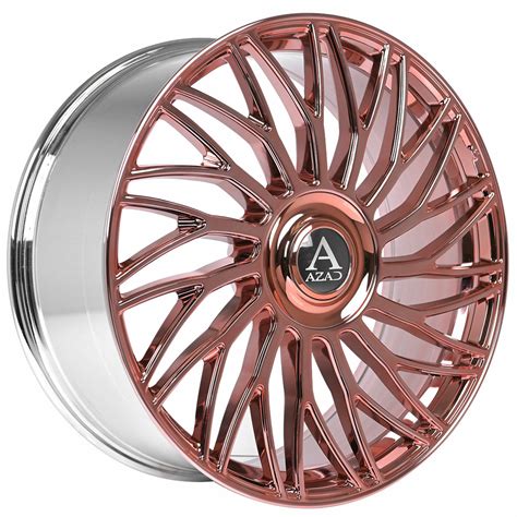 24 Azad Wheels Az717 Custom Rose Gold Floating Cap Rims Az081 5