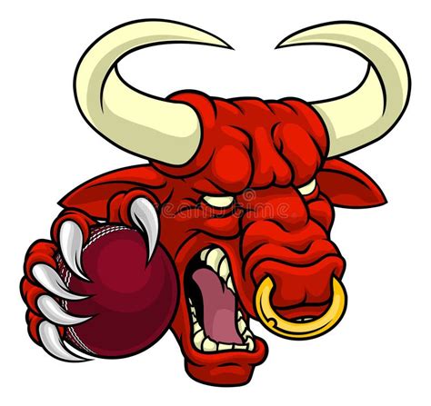 Bull Minotaur Longhorn Cow Cricket Mascot Cartoon Stock Vector