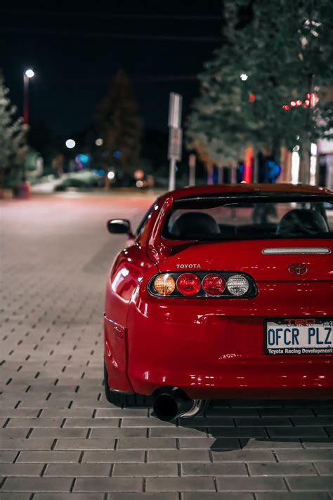 Red Toyota Supra at Night · Free Stock Photo