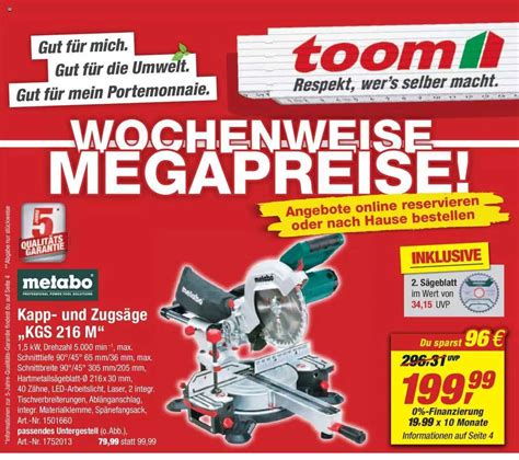 Metabo Kapp Und Zugsäge kgs 216 M Angebot bei Toom Baumarkt