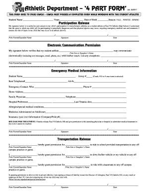 Fillable Online Athletic Department Part Form Fax Email Print Pdffiller