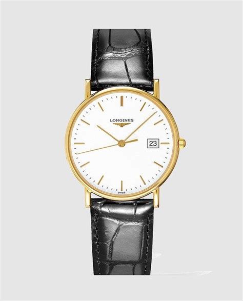 Reloj de hombre Longines Présence L4 743 6 12 0 de piel de caimán negro