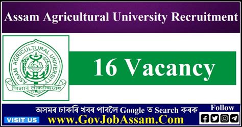 Assam Agricultural University Recruitment 2022 | 16 Vacancy, Apply ...