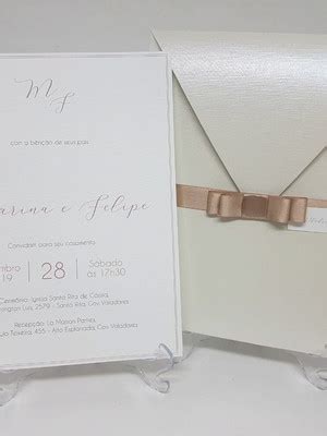 Convite De Casamento Azul E Nude Elo Produtos Especiais