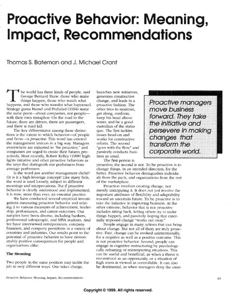 Pdf Proactive Behavior Meaning Impact Recommendations