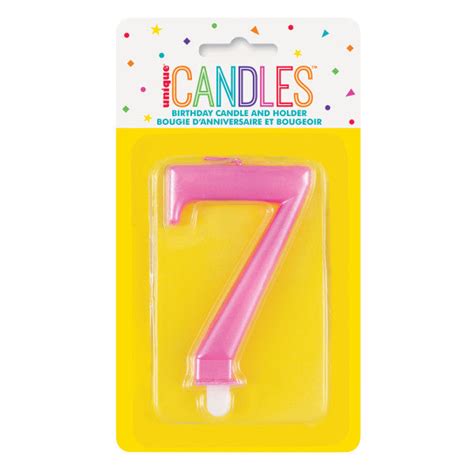 Metallic Pink Number 7 Birthday Candle Choice Wholesale