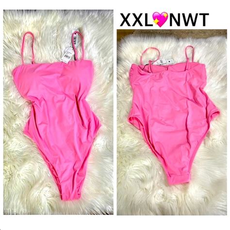The Bikini Lab Swim Nwt Xxl Bubblegum Pink Pop Pink Square Neck One Piece Swimsuit Brand New