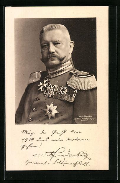 Ansichtskarte Paul Von Hindenburg In Uniform Mit Orden Manuskript