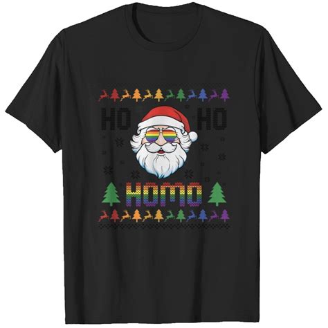 Ugly Christmas Lgbt Rainbow Gay Pride Santa Claus Ho Ho Homo T Shirt Men S Heavyweight T Shirt