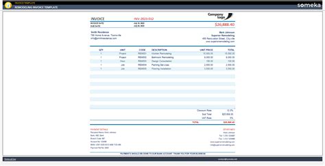 Remodeling Invoice Template Free Template