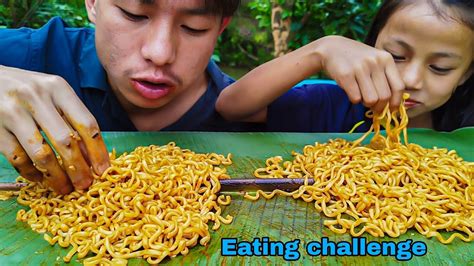 3x Spicy Noodles🍜 Eating Challenge With My Younger Sister 👨‍👧 World