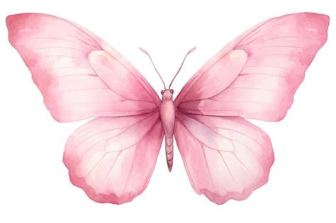 Ilustra O Delicada De Borboleta Em Aquarela Rosa Vetor Premium