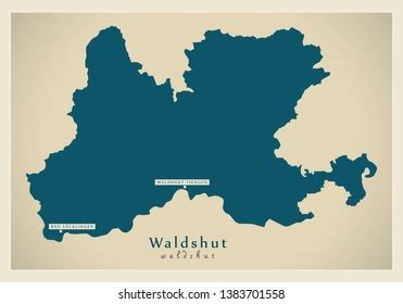 Modern Map Waldshut County Baden Wuerttemberg