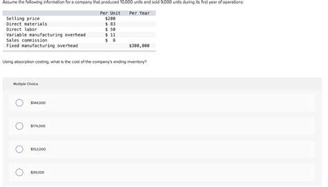 Solved Assume The Following Information For A Company That Chegg