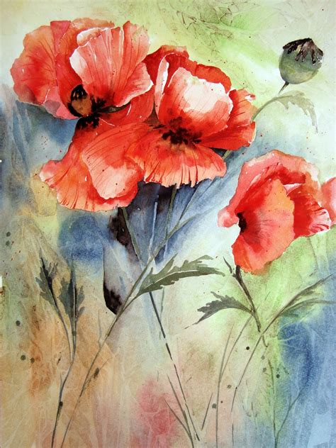 Watercolour Florals: Opium Poppies