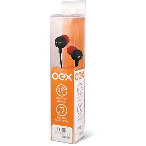 Fone De Ouvido Intra Auricular Preto Vermelho Oex Fn100 Leroy Merlin