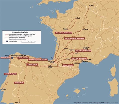 Les Chemins De Compostelle ≡ Voyage Carte Plan