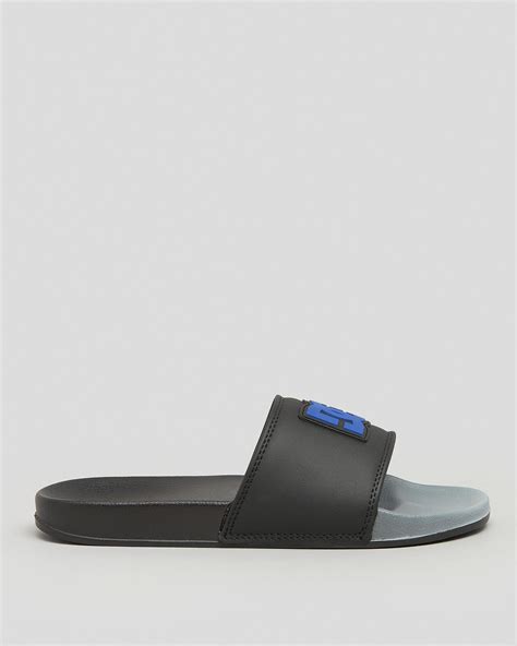 Shop Dc Shoes Boys Dc Slides In Greyblackblue Fast Shipping And Easy