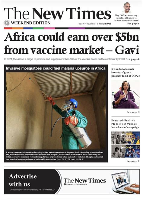 The New Times Rwanda On Twitter Front Page November 4 • Invasive