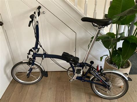 Excellent Condition Brompton M3L Folding Bike In Tempest Blue