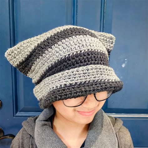 Cat Beanie Striped Cat Hat Crochet Cat Beanie Crochet Pussy Cat Hat Cat Ears Hat Crochet