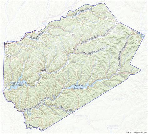 Map of Delaware County New York Địa Ốc Thông Thái