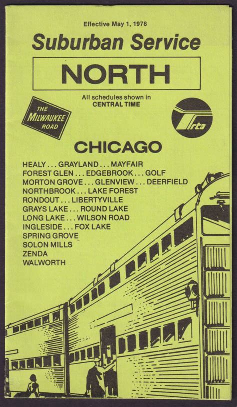 Milwaukee Road RR North Suburban Service Chicago Timetable 5/1 1978