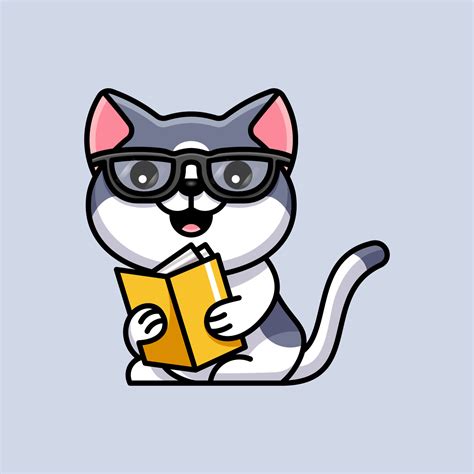 cute cat reading a book 36304266 Vector Art at Vecteezy