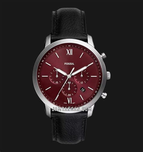 Fossil Neutra Fs Chronograph Burgundy Dial Black Litehide Leather