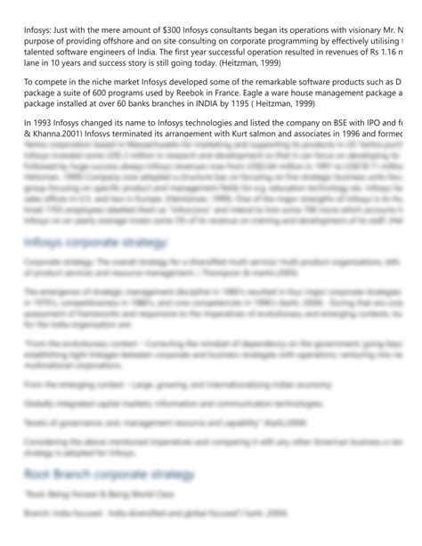 Solution Infosys Case Study Studypool