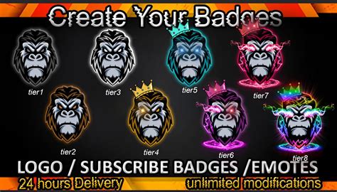 Gorilla Twitch Sub Badges Gorilla Twitch Emotes Gorilla Badges For