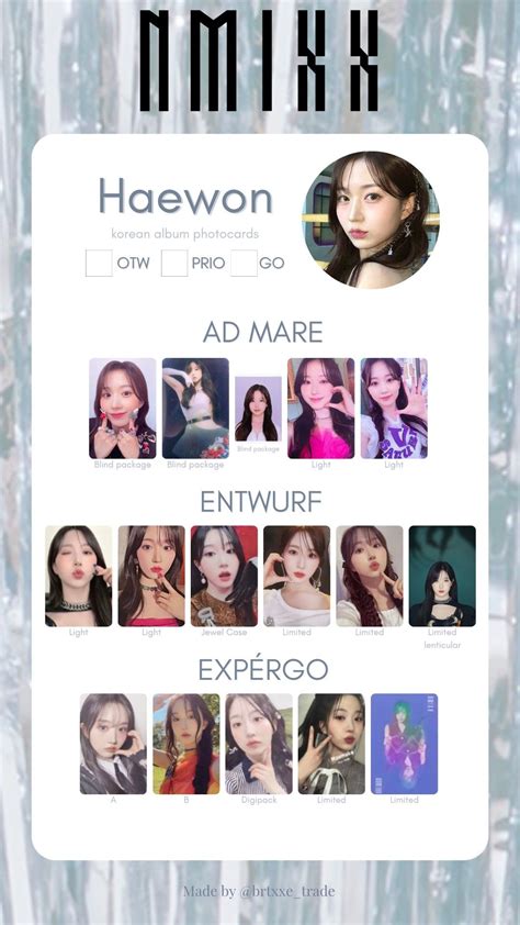 Nmixx Haewon Pcs Templateuntil ExpÉrgo In 2023 Photo Card Template