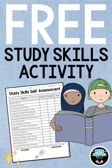 Free Study Skills Activity Self Assessment Worksheet Study Skills