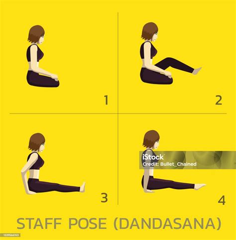 Personnel Pose Dandasana Yoga Manga Tutoriel Comment Cartoon Vector