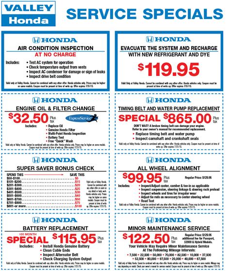 Service Specials & Coupons - Valley Honda, Aurora, IL