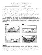 Ecological Succession Worksheet Pond Key Docx Ecological Succession