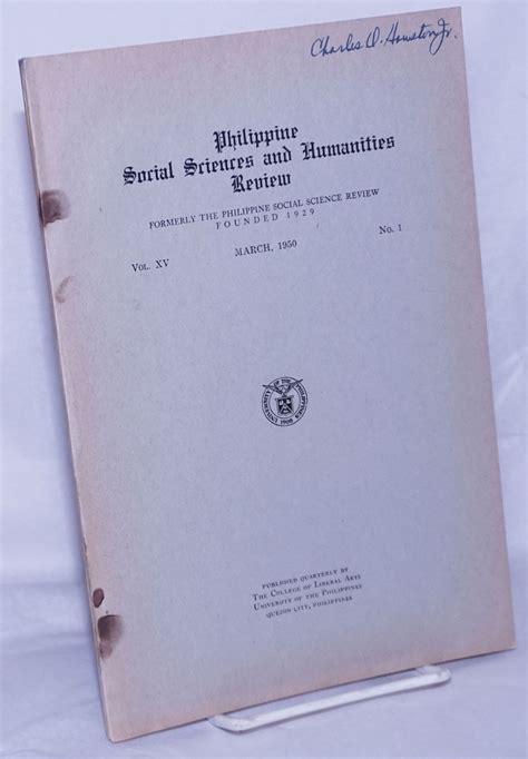 Philippine Social Sciences And Humanities Review Formerly The